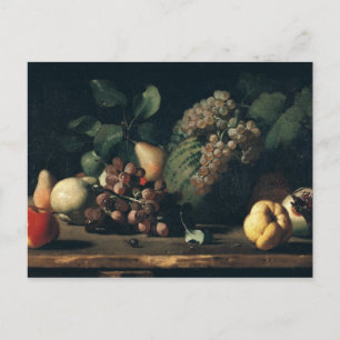Stillleben mit Trauben und Granatäpfeln Postkarte