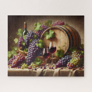 Stillleben mit Trauben und Wein Puzzle