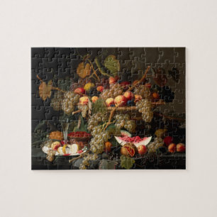 Stillleben mit Traubenöl auf Leinwand Puzzle