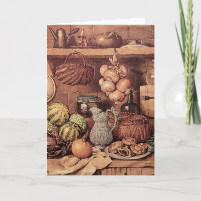 Stillleben mit Weihnachtsessen Feiertagskarte (Vorderseite)