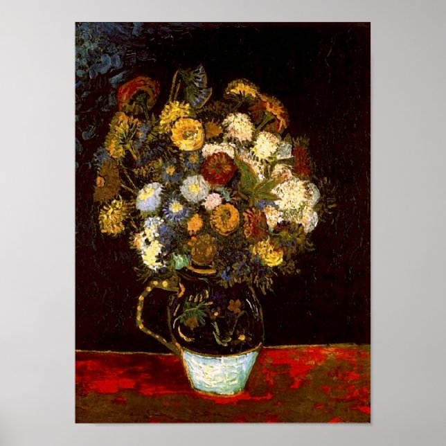 Stillleben mit Zinnias Van Gogh Fine Art Poster (Vorne)