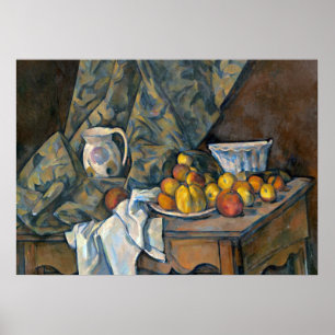 Stillleben Pauls Cezanne   mit Äpfeln und Poster