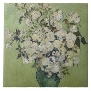 Stillleben Rosa Rosen in einer Vase von Van Gogh Fliese