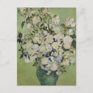 Stillleben Rosa Rosen in einer Vase von Van Gogh Postkarte