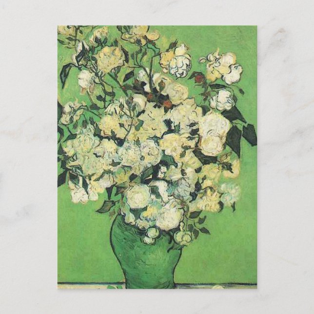 Stillleben - Rosa Rosen in Vase Vincent und Gogh, Postkarte (Vorderseite)