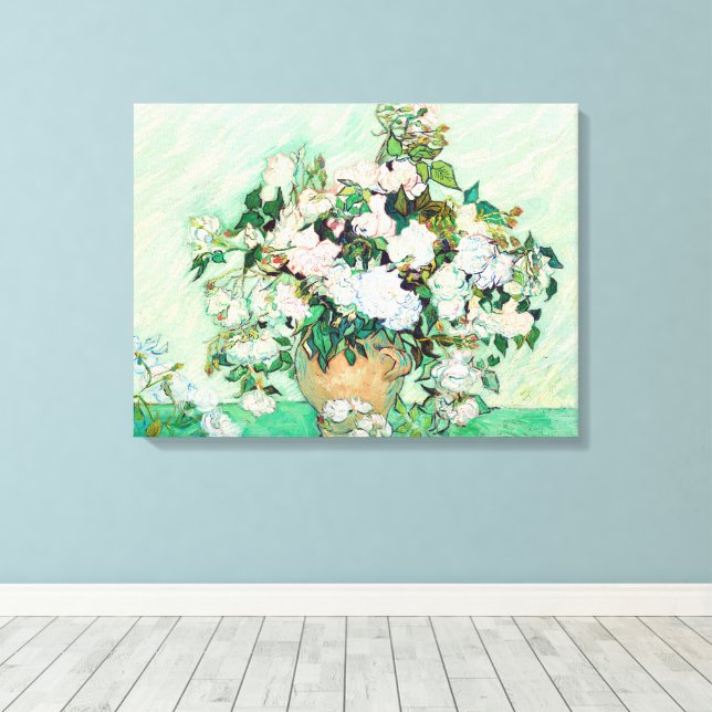 Stillleben Rose in einer Vase von Vincent van Gogh Leinwanddruck (Insitu (Holzboden))