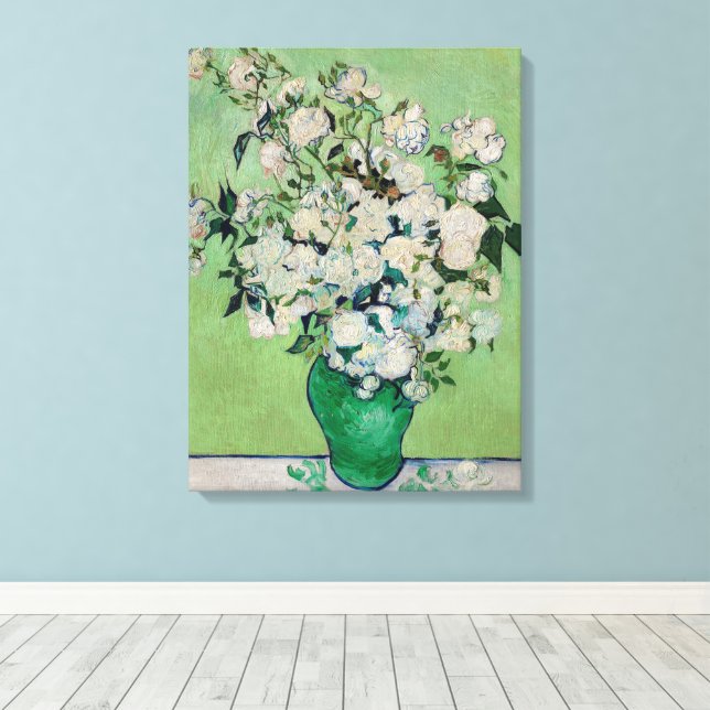 Stillleben Rose in einer Vase von Vincent van Gogh Leinwanddruck (Insitu (Holzboden))