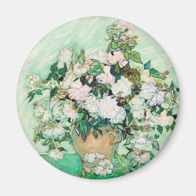Stillleben Rose in einer Vase von Vincent van Gogh Magnet (Vorne)