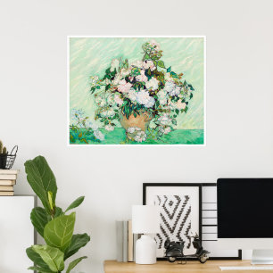 Stillleben Rose in einer Vase von Vincent van Gogh Poster