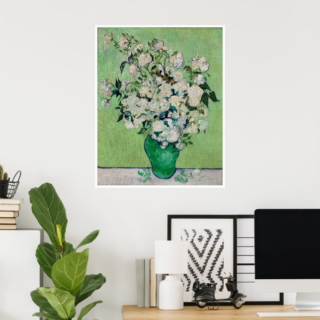 Stillleben Rose in einer Vase von Vincent van Gogh Poster (Heimbüro)
