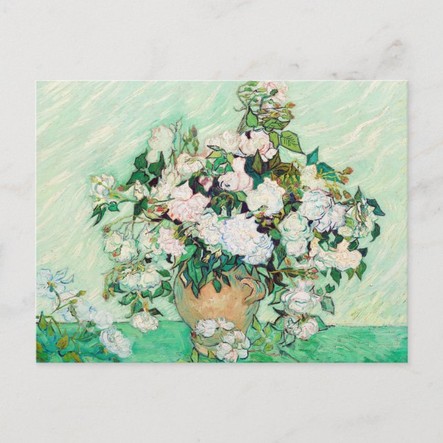 Stillleben Rose in einer Vase von Vincent van Gogh Postkarte (Vorderseite)