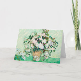 Stillleben Rosen in einer Vase von Vincent van Gog Karte