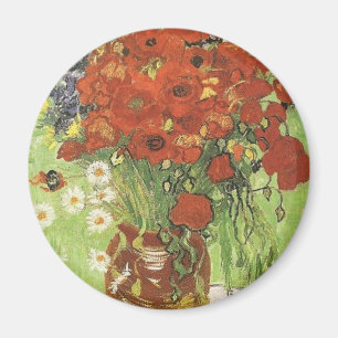 Stillleben - Rote Mohnblumen und Gänseblümchen Magnet