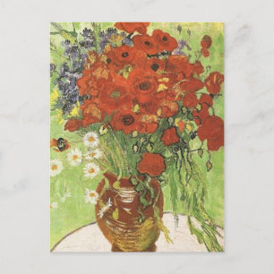 Stillleben - Rote Mohnblumen und Gänseblümchen Postkarte