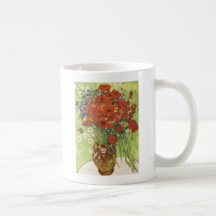 Stillleben - Rote Mohnblumen und Gänseblümchen Tasse