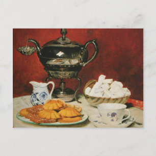 Stillleben Tee und Melting Rollen - Albert Anker Postkarte