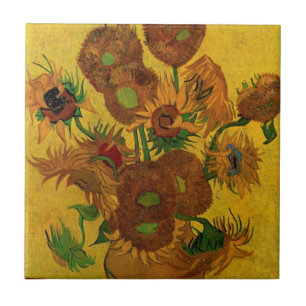 Stillleben-Vase mit 15 Sonnenblumen Vincent van Go Fliese