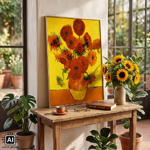 Stillleben-Vase mit 15 Sonnenblumen Vincent van Go Poster