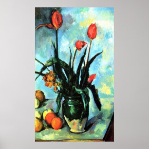 Stillleben, Vase mit Tulpen durch Paul Cezanne Poster