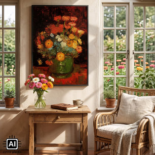 Stillleben-Vase mit Zinnien von Vincent van Gogh Poster