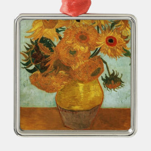 Stillleben - Vase mit zwölf Sonnenblumen Silbernes Ornament