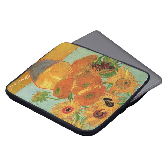 Stillleben Vase mit zwölf Sonnenblumen, van Gogh Laptopschutzhülle (Vorne Oben)