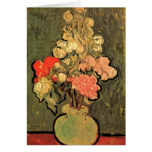 Stillleben-Vase Stockrosen Van Gogh Fine Art