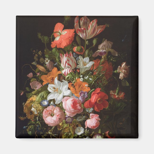 Stillleben von Rose, Lilien, Tulpen Magnet (Vorne)