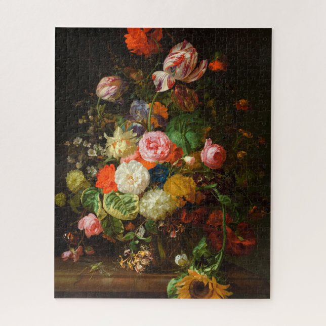 Stillleben von Rose, Tulpen, einer Sonnenblume, 17 Puzzle (Vertikal)