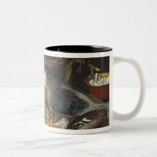Stillleben von Vögeln und von Insekten, 1637 Zweifarbige Tasse