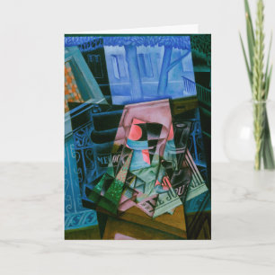 Stillleben vor einem offenen Fenster von Juan Gris Karte