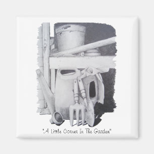 Stillleben zeichnend Gartengeräte für Gärtner Magnet