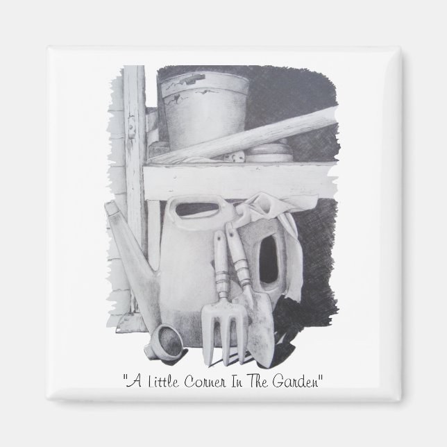 Stillleben zeichnend Gartengeräte für Gärtner Magnet (Vorne)