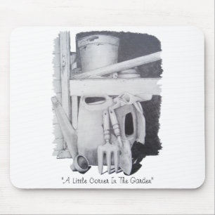 Stillleben zeichnend Gartengeräte für Gärtner Mousepad