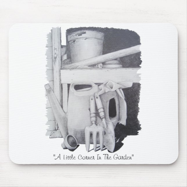 Stillleben zeichnend Gartengeräte für Gärtner Mousepad (Vorne)