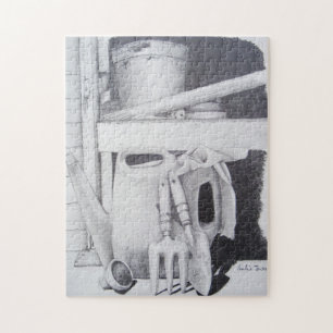 Stillleben zeichnend Gartengeräte für Gärtner Puzzle