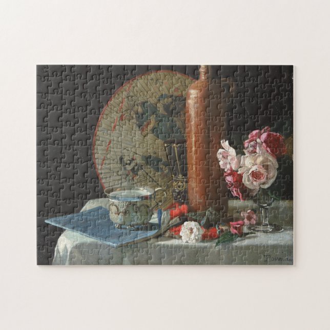 Stilllebenmalerei mit Ventilator und Rose Puzzle (Horizontal)