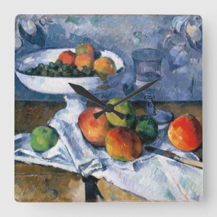 Stilllife with Fruit Dish Quadratische Wanduhr