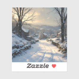 Stillness After Snowfall - Square Vinyl Aufkleber