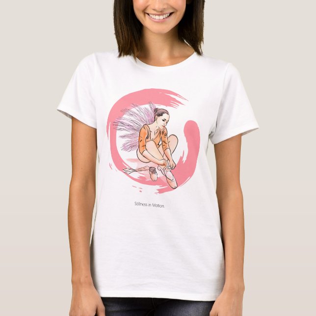 Stillness in Motion – Minimalist Ballerina & Enso  T-Shirt (Vorderseite)