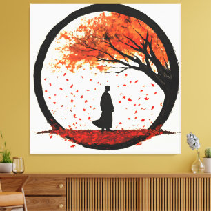 Stillness Zen Circle Herbst Fallende Blätter Leinwanddruck