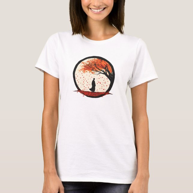 Stillness Zen Circle Herbst Fallende Blätter T-Shirt (Vorderseite)