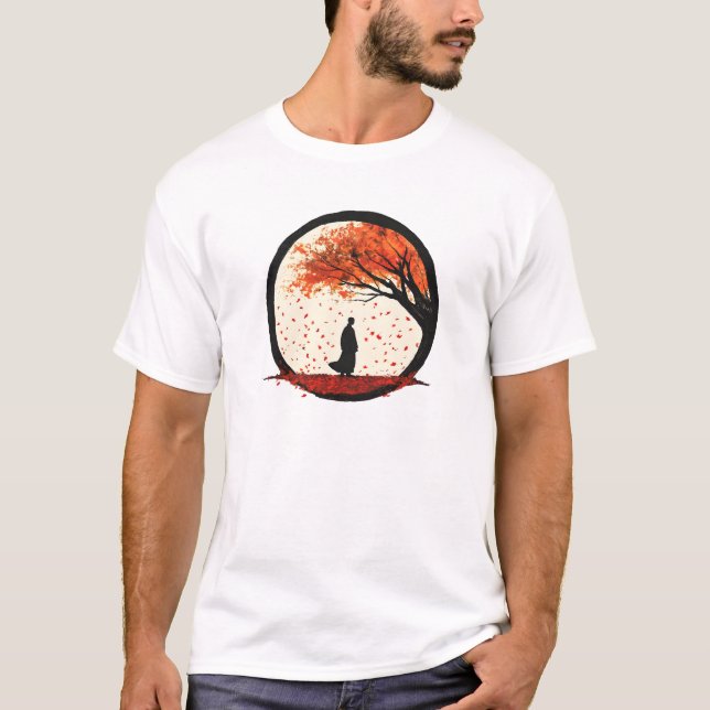 Stillness Zen Circle Herbst Fallende Blätter T-Shirt (Vorderseite)