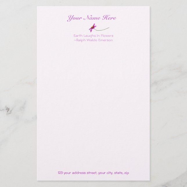 Stillstand Blume: 5,5 x 8,5 Briefpapier (Vorderseite)