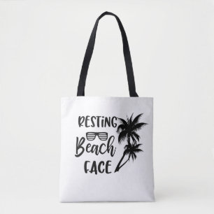 Stillstehende Strandgesichts-Wort-Tasche