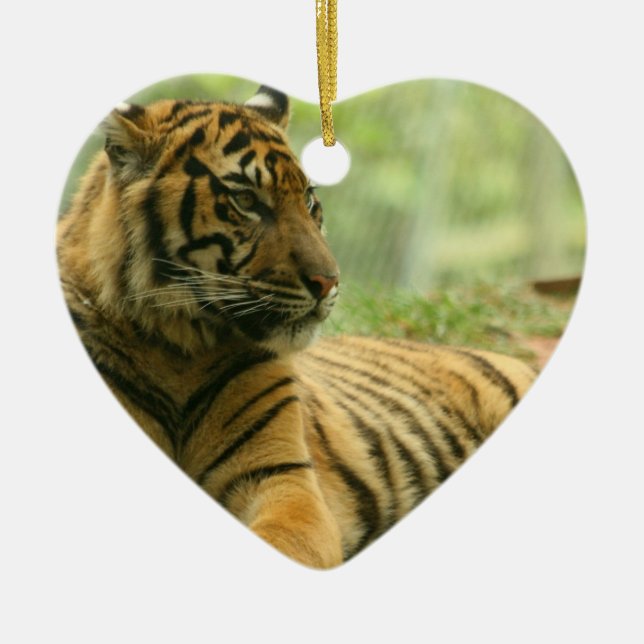 Stillstehende Tiger-Verzierung Keramikornament (Vorne)