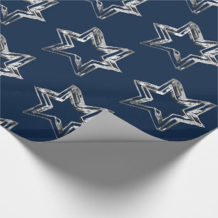 Stilmuster aus Blau und Silber Geschenkpapier