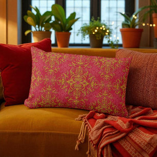 Stilmuster für tiefrosa und goldene Extravagante D Lendenkissen