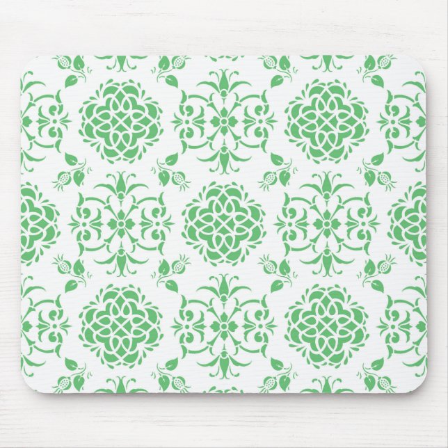 Stilmuster Minzgrün und Weiß-Blumenmatte Mousepad (Vorne)