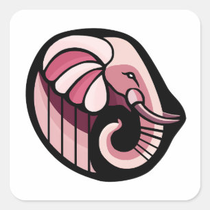Stilrosa Elefant Quadratischer Aufkleber